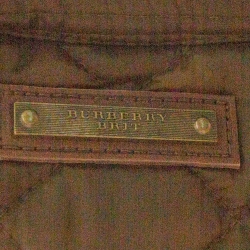 Pre Owned Burberry Military Green Quilted Synthetic Biker Jacket L