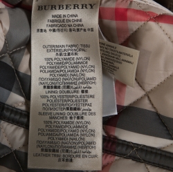 Pre Owned Burberry Military Green Quilted Synthetic Biker Jacket L