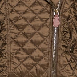 Pre Owned Burberry Military Green Quilted Synthetic Biker Jacket L