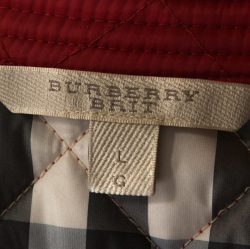 Pre Owned Burberry Brit Red Synthetic Diamond Quilted Jacket L