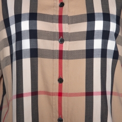 Pre Owned Burberry Brit Beige Nova Check Stretch Cotton Shirt XL
