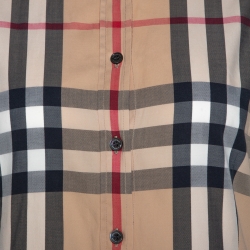Pre Owned Burberry Brit Beige Nova Check Stretch Cotton Shirt L
