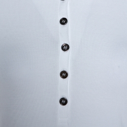 Burberry Brit White Cotton Pique Puff Sleeve Polo T-Shirt S