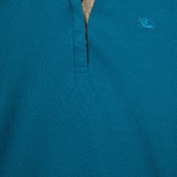 Pre Owned Burberry Blue Check Placket Polo Shirt S