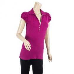 مملوكة مسبقًا Burberry Pink Check Placket Polo Shirt S