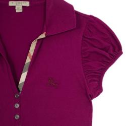 مملوكة مسبقًا Burberry Pink Check Placket Polo Shirt S