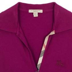 مملوكة مسبقًا Burberry Pink Check Placket Polo Shirt S