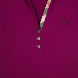 مملوكة مسبقًا Burberry Pink Check Placket Polo Shirt S