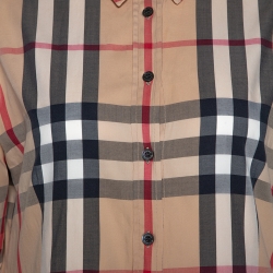 Pre Owned Burberry Brit Beige Nova Check Stretch Cotton Button Front Shirt M