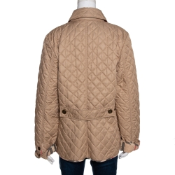 Pre Owned Burberry Brit Beige Synthetic Diamond Quilted Jacket XL