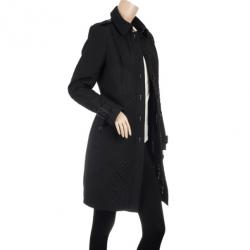 Pre Owned Burberry Black Quilted Long Trench Coat S