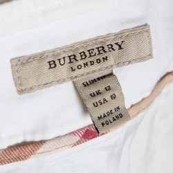 Pre Owned Burberry White Stretch Cotton Slim Fit Skirt M