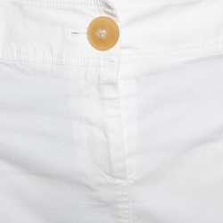 Pre Owned Burberry White Stretch Cotton Slim Fit Skirt M
