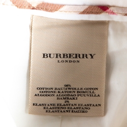 Pre Owned Burberry White Stretch Cotton Slim Fit Skirt M