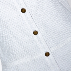 Pre Owned Burberry Brit White Cotton Cutout Pattern Button Front Dress M