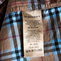 Pre Owned Burberry Dark Beige Scribbled Check Cotton Long Sleeve Shirt M