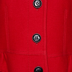 Pre Owned Burberry Brit Red Wool & Cashmere Single Breasted Coat L