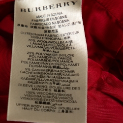 Pre Owned Burberry Brit Red Wool & Cashmere Single Breasted Coat L