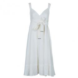 Pre Owned Burberry White Linen Sleeveless Dress M