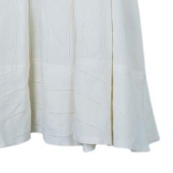 مملوكة مسبقًا فستان بربري أبيض كتان بدون أكمام M