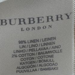 مملوكة مسبقًا فستان بربري أبيض كتان بدون أكمام M