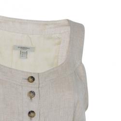 مملوكة مسبقًا Burberry Linen Novacheck Print Dress S
