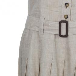 مملوكة مسبقًا Burberry Linen Novacheck Print Dress S