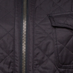 Pre Owned Burberry Black Diamond Quilted Zip Front Belted Long Jacket XL