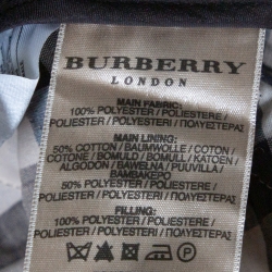 Pre Owned Burberry Black Diamond Quilted Zip Front Belted Long Jacket XL