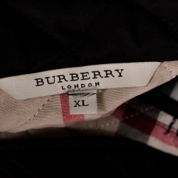 Pre Owned Burberry Black Diamond Quilted Zip Front Belted Long Jacket XL