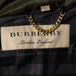 مملوكة مسبقًا Burberry Olive Green Down Puffer Belted Abbeydale Coat M