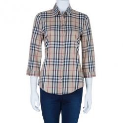 مملوكة مسبقًا قميص بربري نوفاشيك أزرار أمامية XS