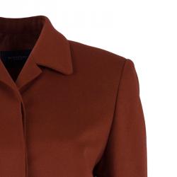 Pre Owned Burberry Rust Red Wool Skirt Suit S