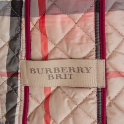 Pre Owned Burberry Brit Magenta Synthetic Quilted Button Front Jacket L