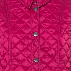 Pre Owned Burberry Brit Magenta Synthetic Quilted Button Front Jacket L
