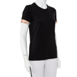 Fern karakter hovedsagelig Burberry Brit Black Cotton Check Sleeve Cuff Detail Crewneck T-Shirt M  Burberry | TLC