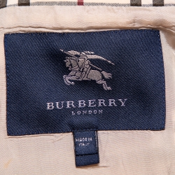 Pre Owned Burberry Beige Nova Check Cotton Belted Double Breasted Coat S