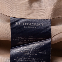 Pre Owned Burberry Beige Nova Check Cotton Belted Double Breasted Coat S