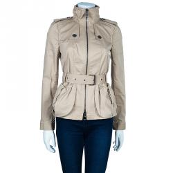 Pre Owned Burberry Beige Zip Front Jacket S
