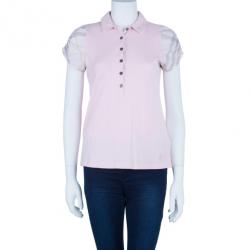 Pre Owned Burberry Brit Contrast Novacheck Sleeve Polo Shirt L