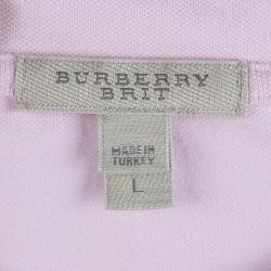 Pre Owned Burberry Brit Contrast Novacheck Sleeve Polo Shirt L