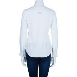 مملوكة مسبقًا قميص بربري أبيض كلاسيكي بأزرار أمامية L