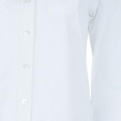 مملوكة مسبقًا قميص بربري أبيض كلاسيكي بأزرار أمامية L