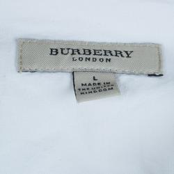 مملوكة مسبقًا قميص بربري أبيض كلاسيكي بأزرار أمامية L