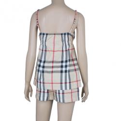 Pre Owned Burberry Novacheck Top And Shorts Set S