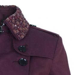 مملوكة مسبقًا Burberry Burgundy Embellished Long Trench Coat S