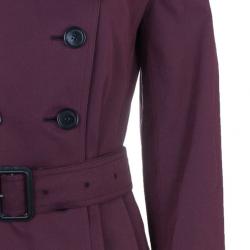 مملوكة مسبقًا Burberry Burgundy Embellished Long Trench Coat S
