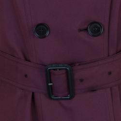 مملوكة مسبقًا Burberry Burgundy Embellished Long Trench Coat S