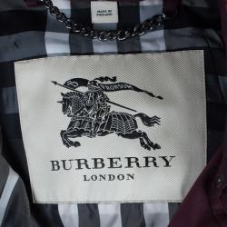 مملوكة مسبقًا Burberry Burgundy Embellished Long Trench Coat S