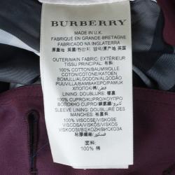 مملوكة مسبقًا Burberry Burgundy Embellished Long Trench Coat S